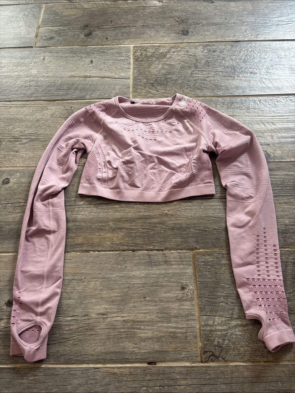 Gymshark Dusty Pink Seamless Cropped Long-Sleeve Top